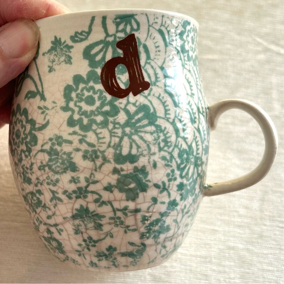 ANTHROPOLOGIE porcelain d floral handmade mug - Picture 6 of 6